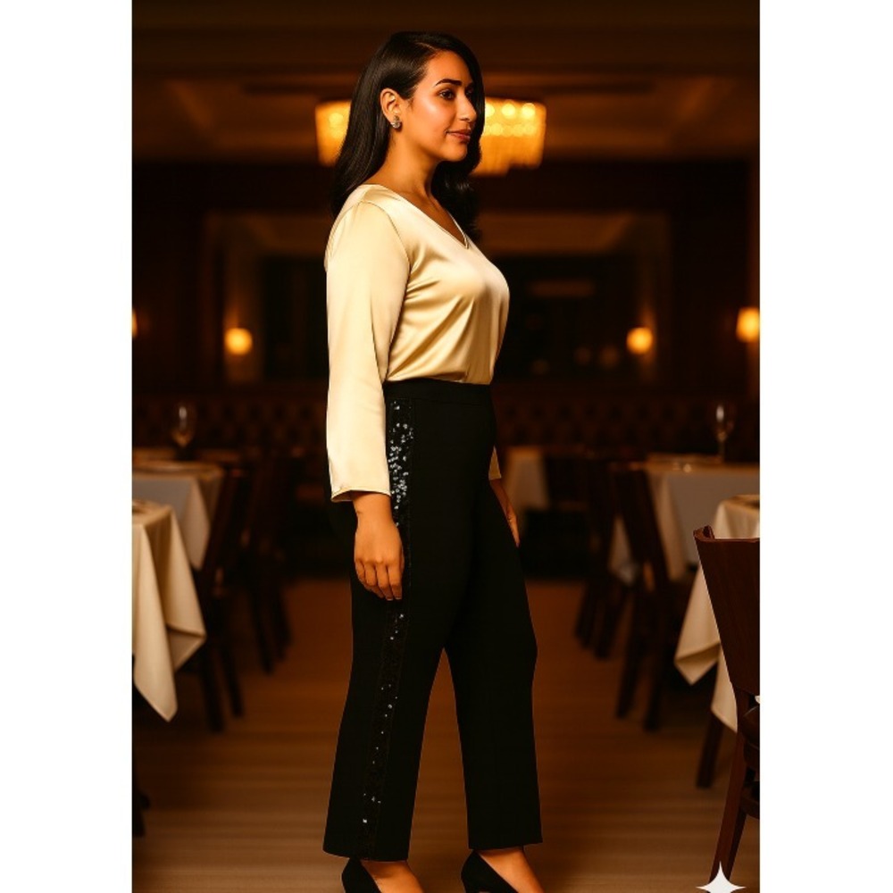 Liz Claiborne Women's‎ Dressy Straight Leg Pull‑On Pants Black 4‑Way Stretch XXL